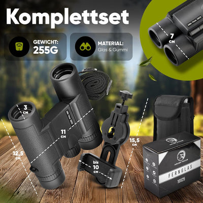 Adler Focus Fernglas 10x25 Erwachsene, Eagle-Eye-Technologie, HD Augenmuschel, BAK4+FMC, Feldstecher
