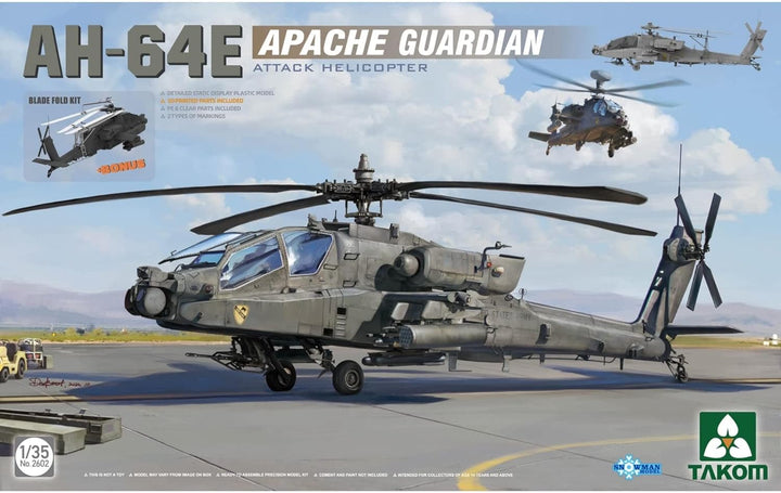 Tacom 1/35 US Army AH-64E Apache Guardian Attack Hubschrauber Kunststoff Modell TKO2602 geformte Far