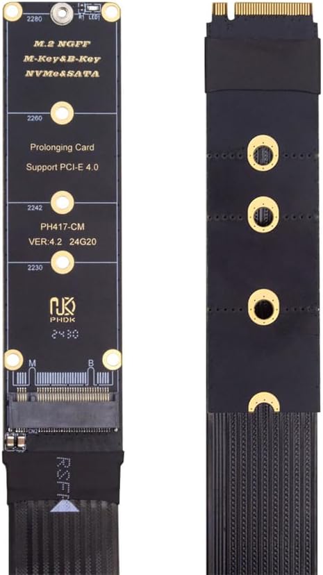 Xiwai NGFF M-Key NVME SSD Extender Karte mit PCI-E 4.0 Flexibles PCI-Express-Verlängerungskabel, 30