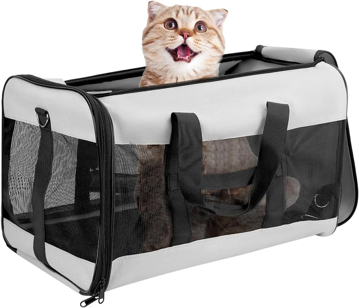 QWORK® Transporttasche mit Optimalem Luftstrom für Katze und Hund bis 10kg - 48x30x30 cm - Haustier-