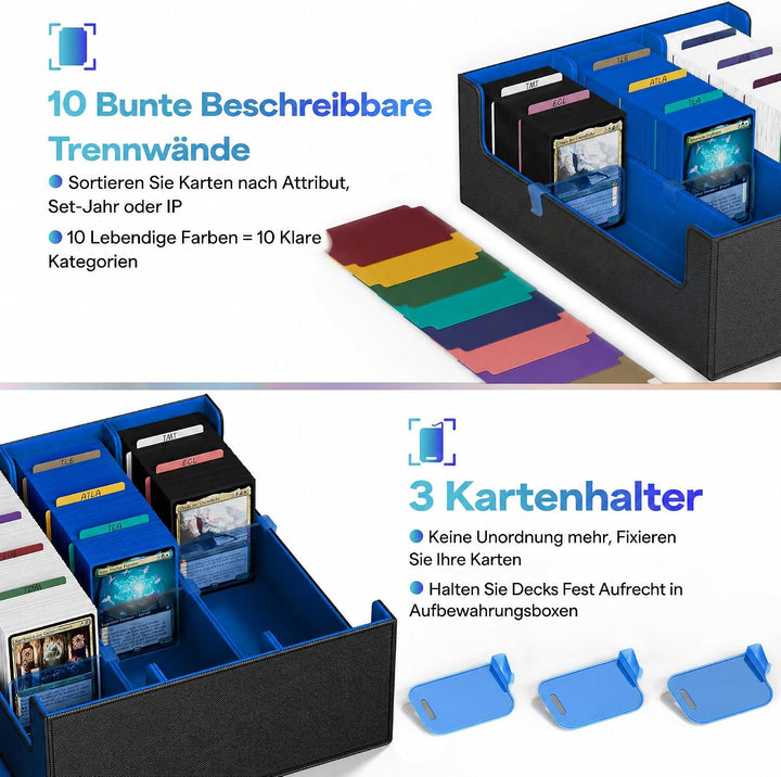 UAONO Sammelkarten-Aufbewahrungsboxen für 1800+ Karten, Premium Magnetic Deck Boxen, Leather Deck Ca