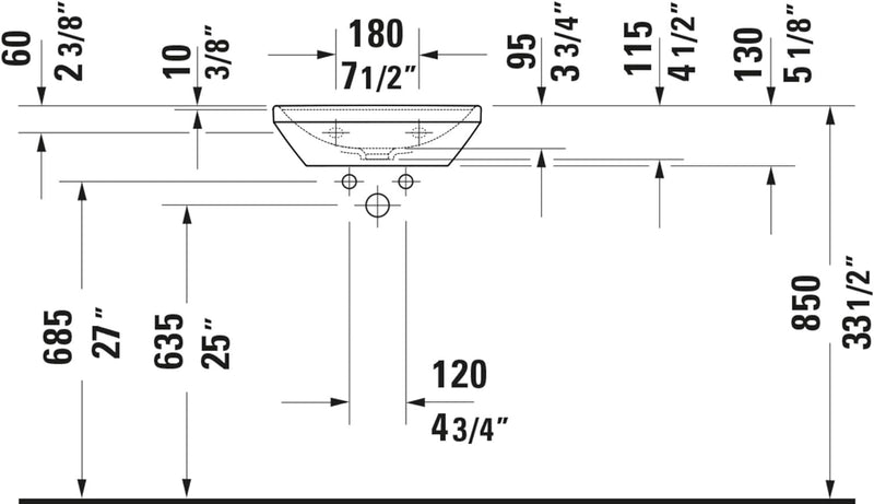 Duravit D-Neo Handwaschbecken, Keramik, Weiss, 45 cm x 33,5 cm, Handwaschbecken