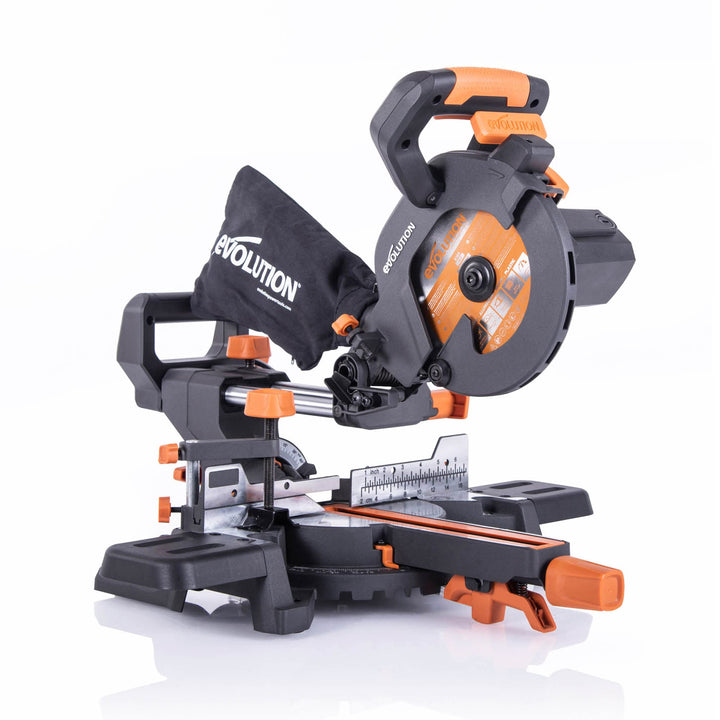 Evolution (R185SMS+) 185mm Gehrungssäge mit Universalschnitt - 45° Fase, 50° Gehrung - Laserführung