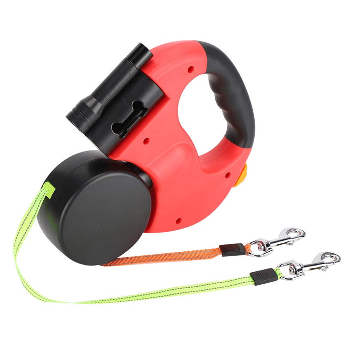 Doppelte Hundeleine für 2 Hunde, 3 Meter Einziehbare Hundeleine, Rollleine Hundeleine mit LED-Lichte