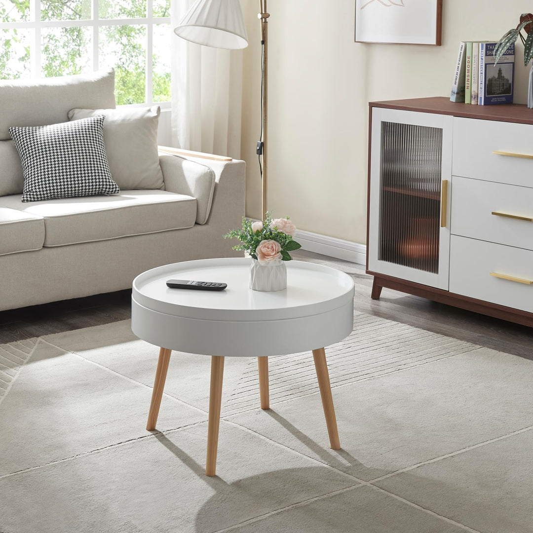 [en.casa] Couchtisch Bongard mit abnehmbarem Tablett rund Beistelltisch für Wohnzimmer Aufbewahrungs
