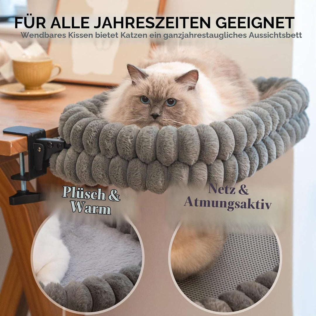 Cheerpals Katzenliege Schreibtisch &amp; Tisch – Platzsparend Klappbar (Nach Unten) Katzenhängematte mit