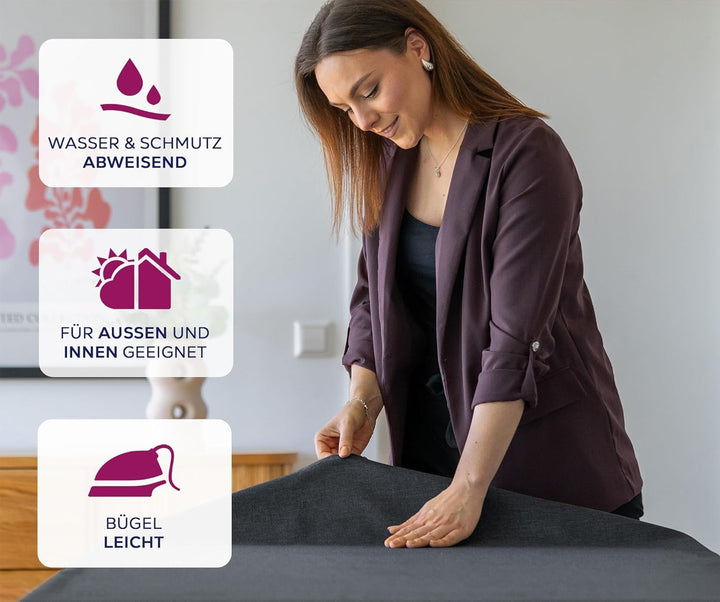 BEAUTEX fleckenabweisende und bügelfreie Tischdecke - Tischtuch mit Lotuseffekt - Tischwäsche in Lei
