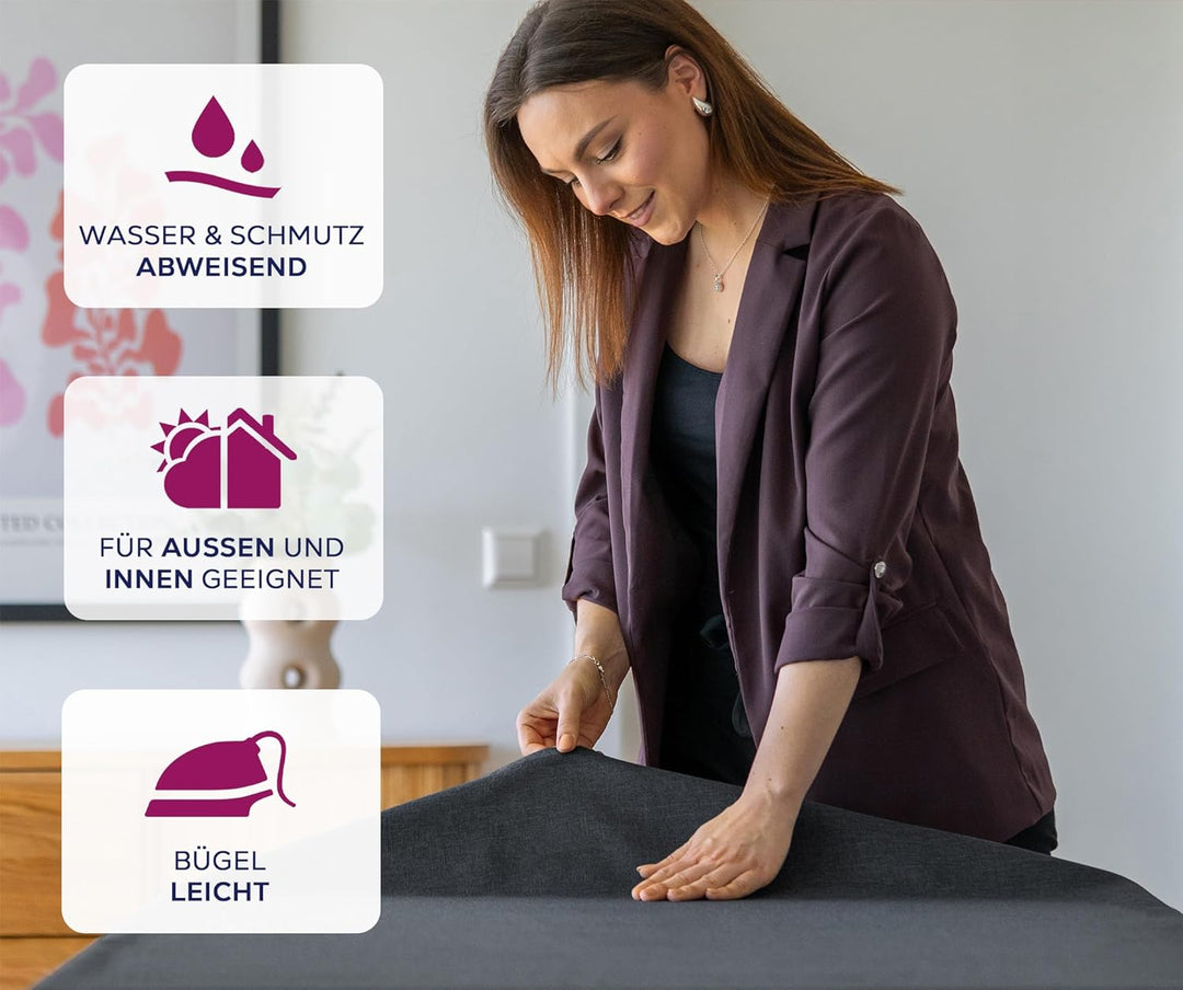 BEAUTEX fleckenabweisende und bügelfreie Tischdecke - Tischtuch mit Lotuseffekt - Tischwäsche in Lei