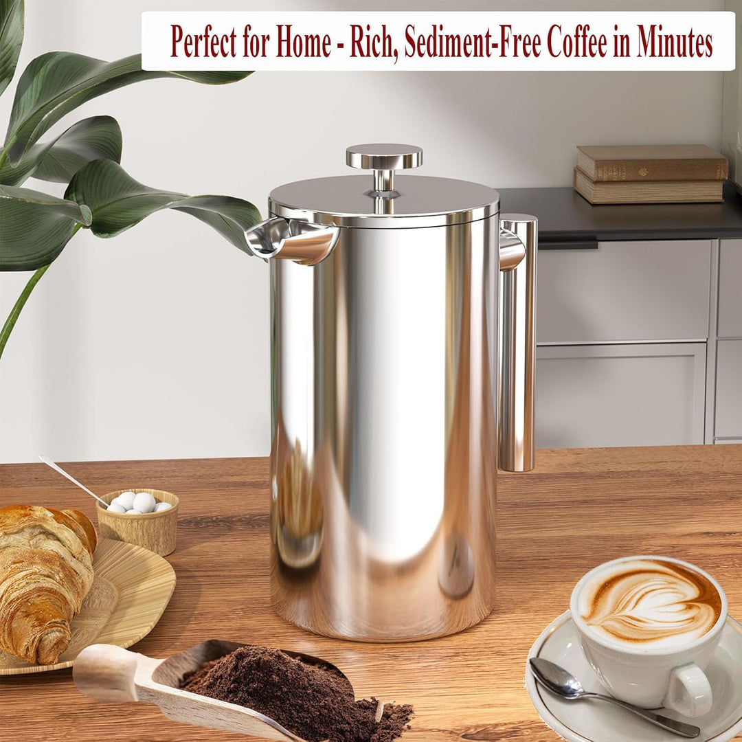 XINGYUEXUAN Edelstahl French Press – Premium Kaffeepresse mit Thermo-Funktion – Kaffeebereiter mit d
