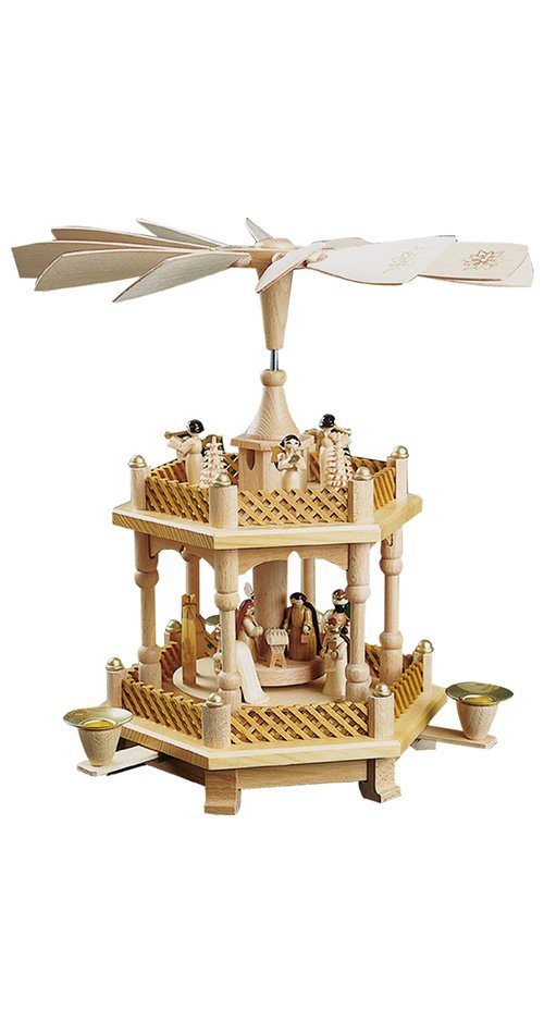 Glässer 1671 Pyramide Christi Geburt Natur, 1-stöckige Weihnachtskrippe in Handarbeit gefertigt, Höh