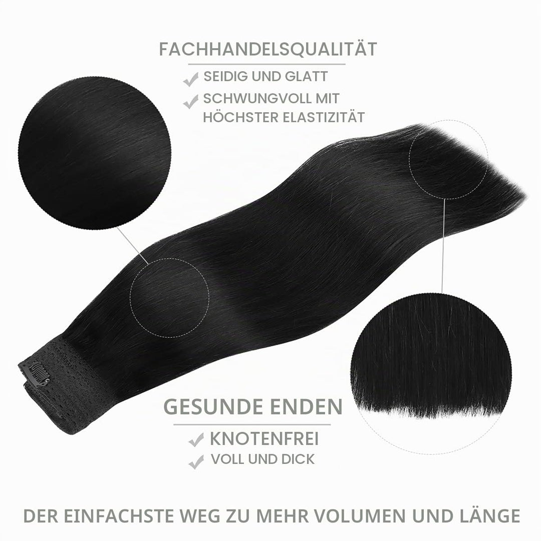 WENNALIFE Secret Hair Extensions Echthaar, 50cm 20 Inch 110g Tief Schwarz Remy Haarverlängerung Echt