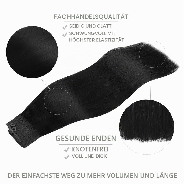 WENNALIFE Secret Hair Extensions Echthaar, 50cm 20 Inch 110g Tief Schwarz Remy Haarverlängerung Echt