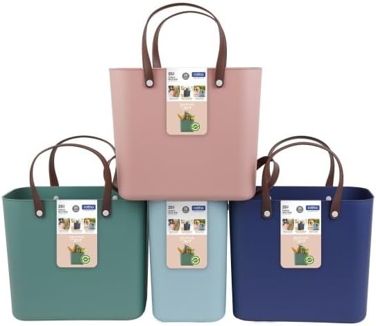 Rotho Albula 2er-Set Einkaufskorb, Kunststoff (PP recycelt), grün, 2 x 25l, (40 x 23,5 x 34 cm), 2