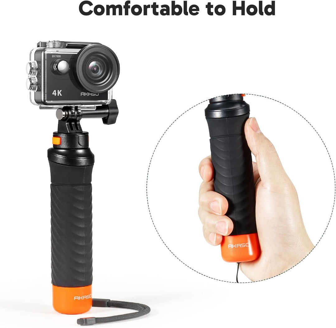 AKASO EK7000 Action Cam mit Schwimmender Handgriff und Tasche, 4K30FPS 20MP WiFi Unterwasserkamera E