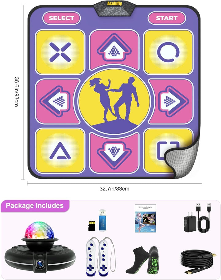 Tanzmatte - rutschfest Mit Kamera für TV, Kabelloser Controller, Spass Spiel für Kinder &amp; Erwachsene