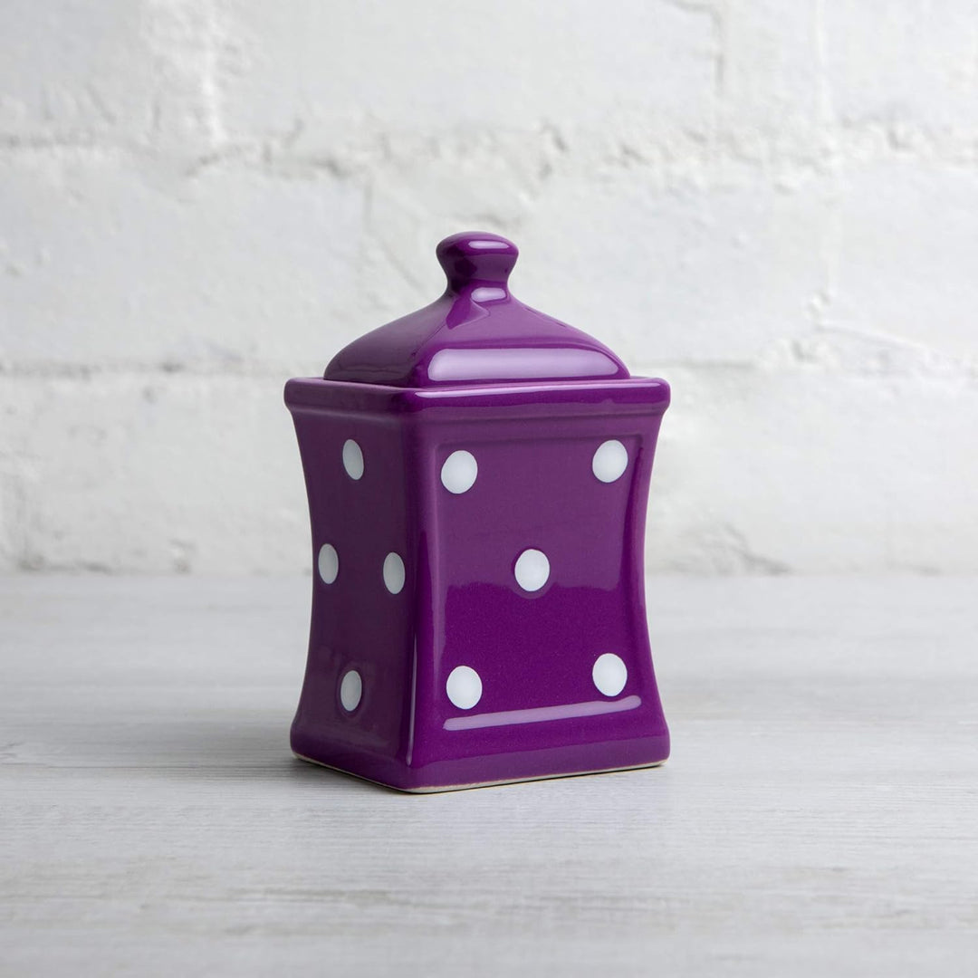 City to Cottage® - Keramik Behälter Küche 150 ml | Lila und Weiss | Polka Dots | Handgemacht | Behäl