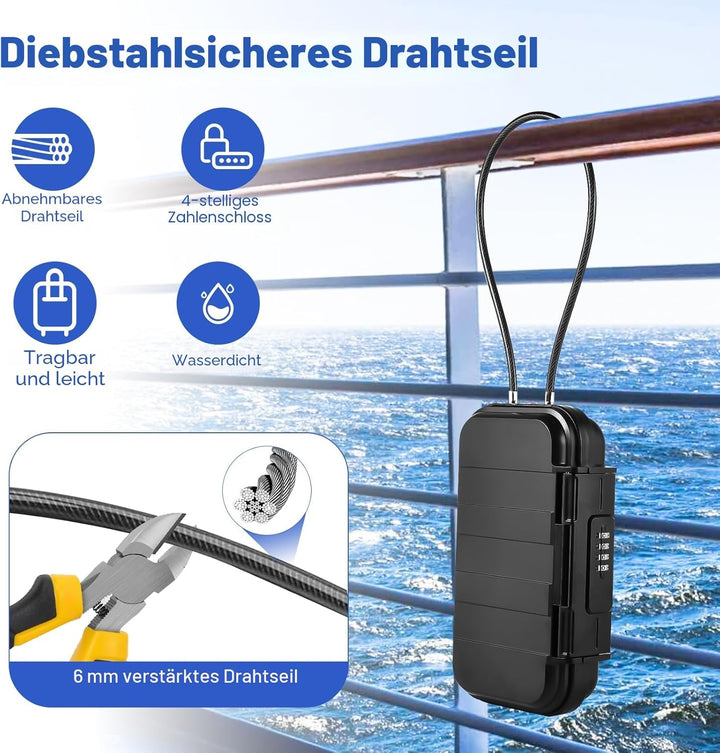 Hurinan Tragbarer Safe mit Code, [Wasserdicht Anti-Diebstahl] Reisesafe Kombinations sicherheitskoff