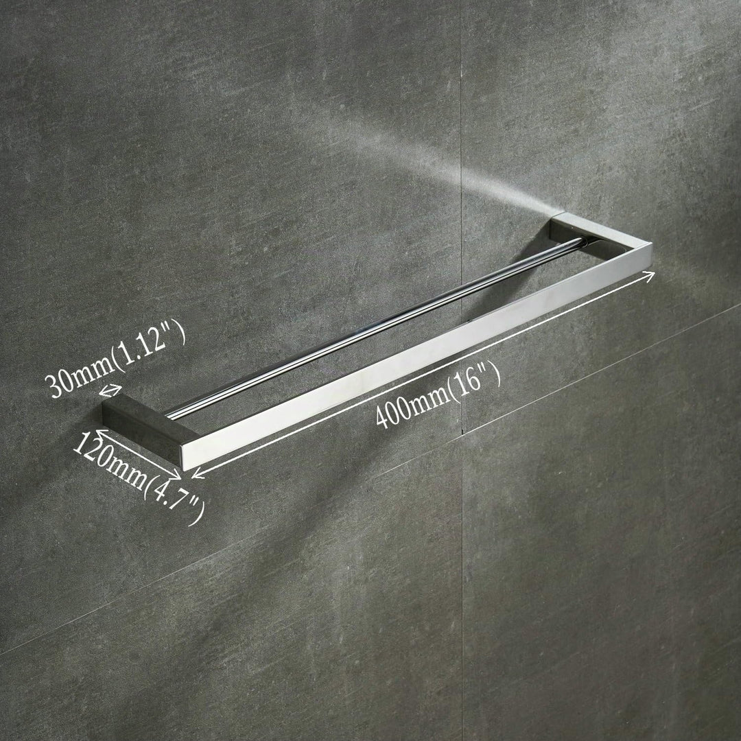 Beelee Badezimmer Toilette Doppelte 40cm Handtuchstange Wandhalterung, Edelstahl - Edelstahl, Polier