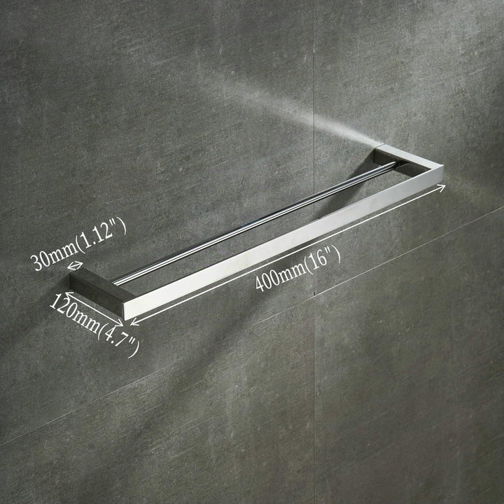 Beelee Badezimmer Toilette Doppelte 40cm Handtuchstange Wandhalterung, Edelstahl - Edelstahl, Polier