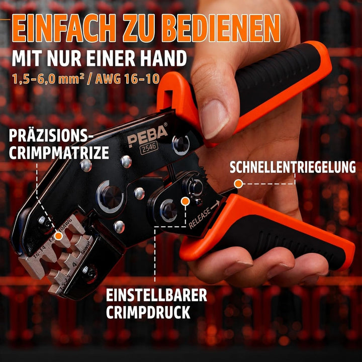 PEBA Crimpzange Solarstecker Set für 2.5/4/6mm² Solarpanel PV Kabel, mit Male/Female Solarpanel Kabe