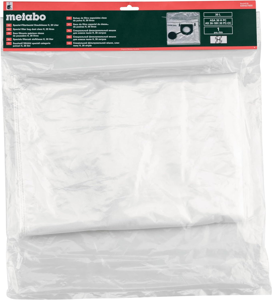Metabo Spezial-Filterbeutel Staubklasse H, 30 Liter