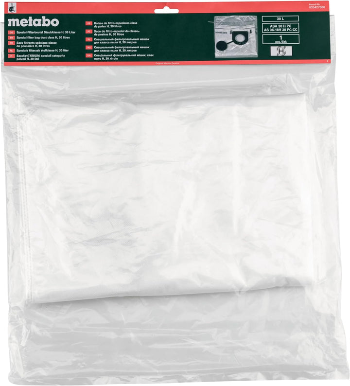 Metabo Spezial-Filterbeutel Staubklasse H, 30 Liter