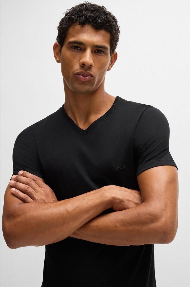 BOSS Herren TShirtVN 3P Classic Dreierpack T-Shirts mit V-Ausschnitt aus Baumwolle XS New - Black, X