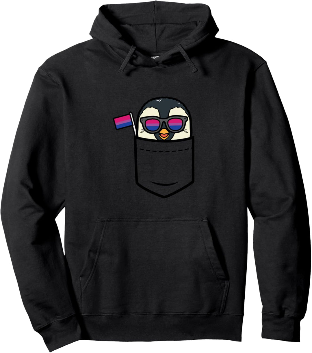 Penguin Pocket Animal LGBTQ Bisexual Flag Gay Pride Ally Bi Pullover Hoodie