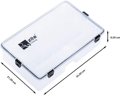 Zite Fishing Tackle-Box Wasserdicht 35x21x9cm - Kunstköder-Box Angelbox Tacklebox für Angel-Zubehör