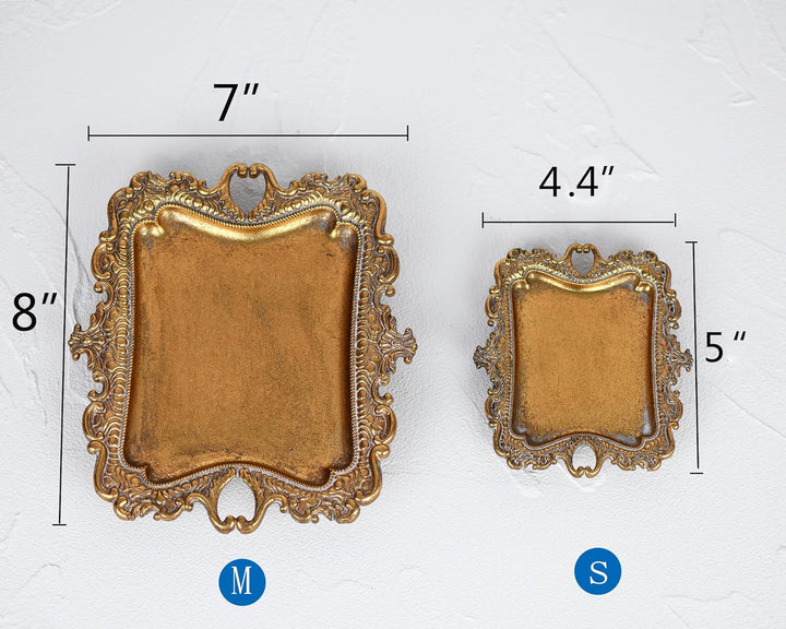 SharpCost Funly mee Small Antique Trinket Dish Vintage Gold Jewelry Tray , Ring Holder, Gold
