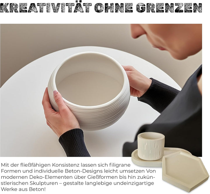 Grey Element Bastelbeton zum Giessen 10 kg einfach zu verarbeiten und schnelle Aushärtung - Hochfest