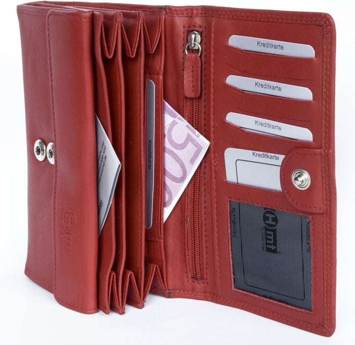 Damen Qualität Rotes Leder Portemonnaie - Brieftasche HMT