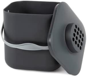 Stöckli Komposteimer Pot mit Aktivkohlefilter in Grau + 2 Ersatzfilter -5l Volumen - Swiss Made