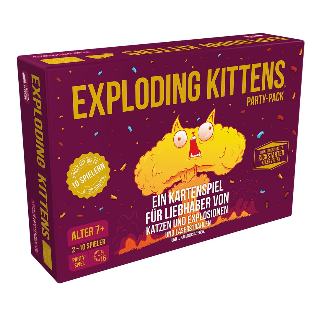Exploding Kittens, Exploding Kittens – Party-Pack (Auflage 2024), Grundspiel + Erweiterung, Partyspi