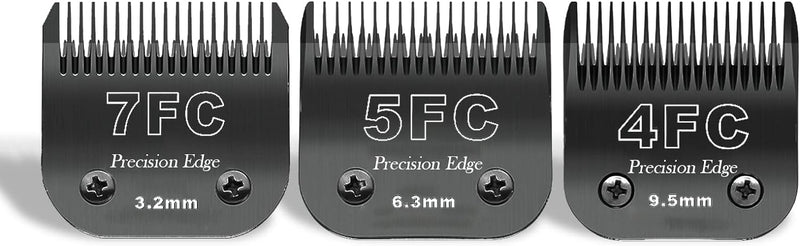 7FC+5FC+4FC Ersatzmesser für Hundepflege, kompatibel mit Heiniger/Moser Max45/Andis/Oster A5/Wahl km