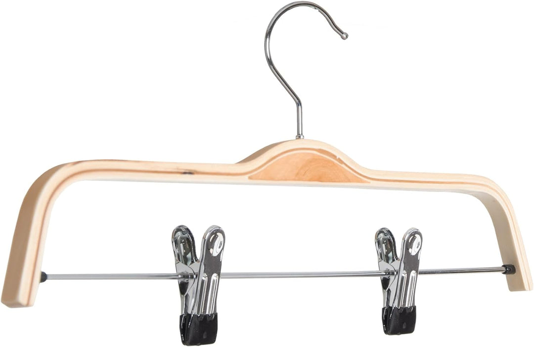 Schichtholzbügel mit Klammersteg | 37 cm, natur, lackiert , drehbarer Haken, verschiebbare Klammern
