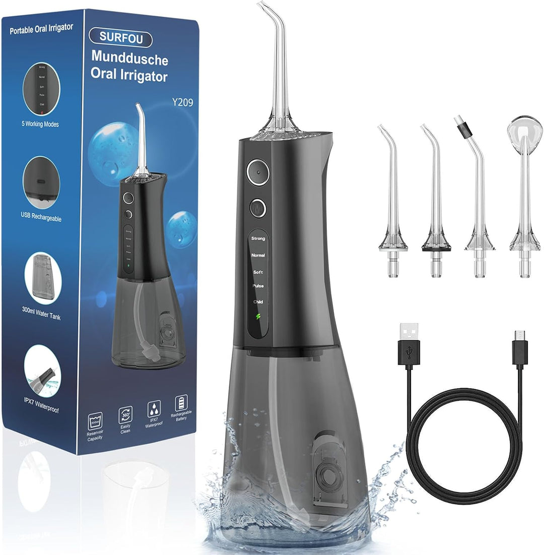 SURFOU Munddusche Kabellos Water Flosser for Teeth, Elektrische Wasserflosser für Zähne Oral Irrigat