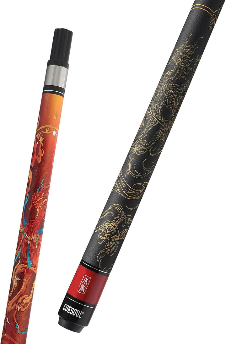 CUESOUL mythologische Symbole 58 Zoll 19oz Pool Cue Stick, 13mm TIPP zhuque, zhuque