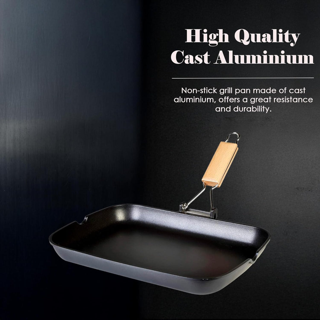 WECOOK! Ecostone Grillpfann Induktion Gewellt, 34 x 24 cm, Antihaftbeschichtung ILAG Ökologisch PFOA