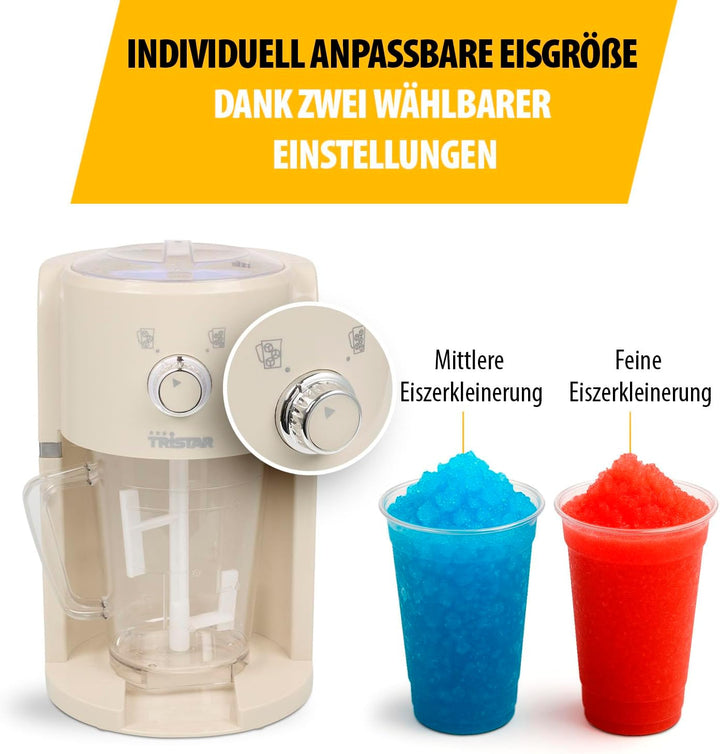 Tristar Slush-Maschine - 2 Grössen Crushed Ice - 250 g pro Minute - 1,1 L Kanne - 600 ml Eisfach - K