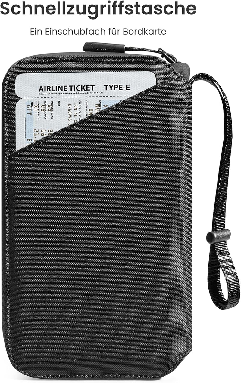 tomtoc Reisepass Tasche für 4-6 Reisepässe, Reisepasshülle Organizer Tasche Etui mit SIM-Kartenhalte