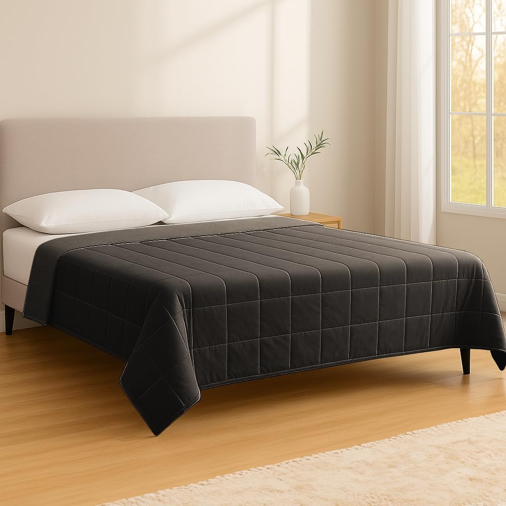 Harbour Housewares Gewichtsdecke mit Aufbewahrungstasche - 125 x 150cm - 4kg - Schwarz - 1x Schwer E