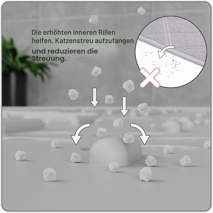 OHMO Katzenklo matte aus Premium-Silikon 60 * 40 CM, wasserdicht und BPA-frei Katzentoilettenmatte,
