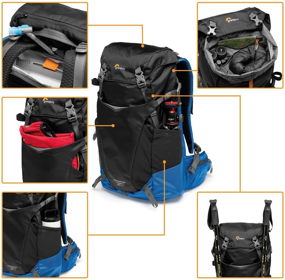 Lowepro PhotoSport BP 24L AW III, Wander Kamerarucksack für Spiegellose, seitlicher Zugriff, herausn