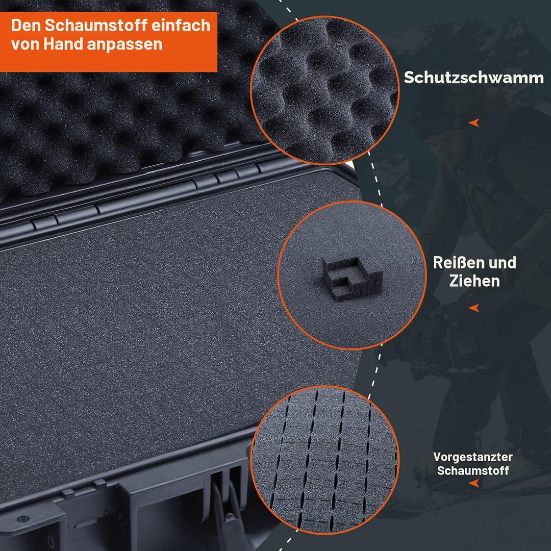 Lykus HC-3010 Wasserdicht Koffer mit Schaumstoff, Innengrösse 27,3x16,9x10cm Schwarz HC-3010: 27,3x1