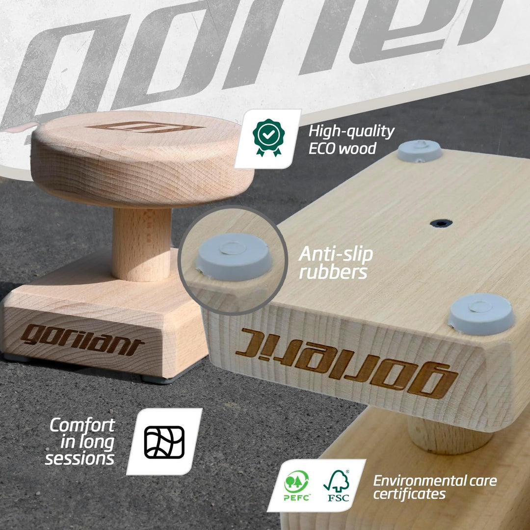 Canes BASIC Balance-Blöcke aus Buchenholz (14 cm Höhe) mit rutschfesten Füssen, Handstandblocks Rund