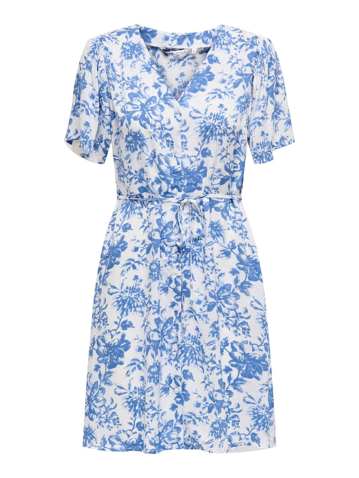 ONLY Damen Viskose Sommer-Kleid Onlnova Life Lucy mit Blumenmuster S Cloud Dancer, S Cloud Dancer