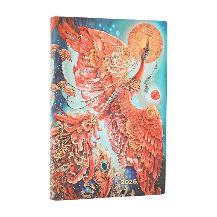2026 Firebird (Birds of Happiness) Mini 12-month Horizontal Softcover Flexi Dayplanner 2026 (Elastic