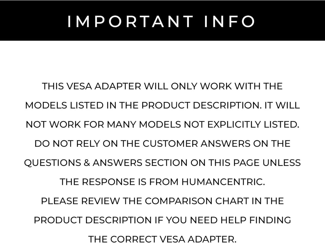 HumanCentric VESA Halterung Adapter für Samsung Curved Monitore U32R590, U32R590C, VESA Adapter Halt