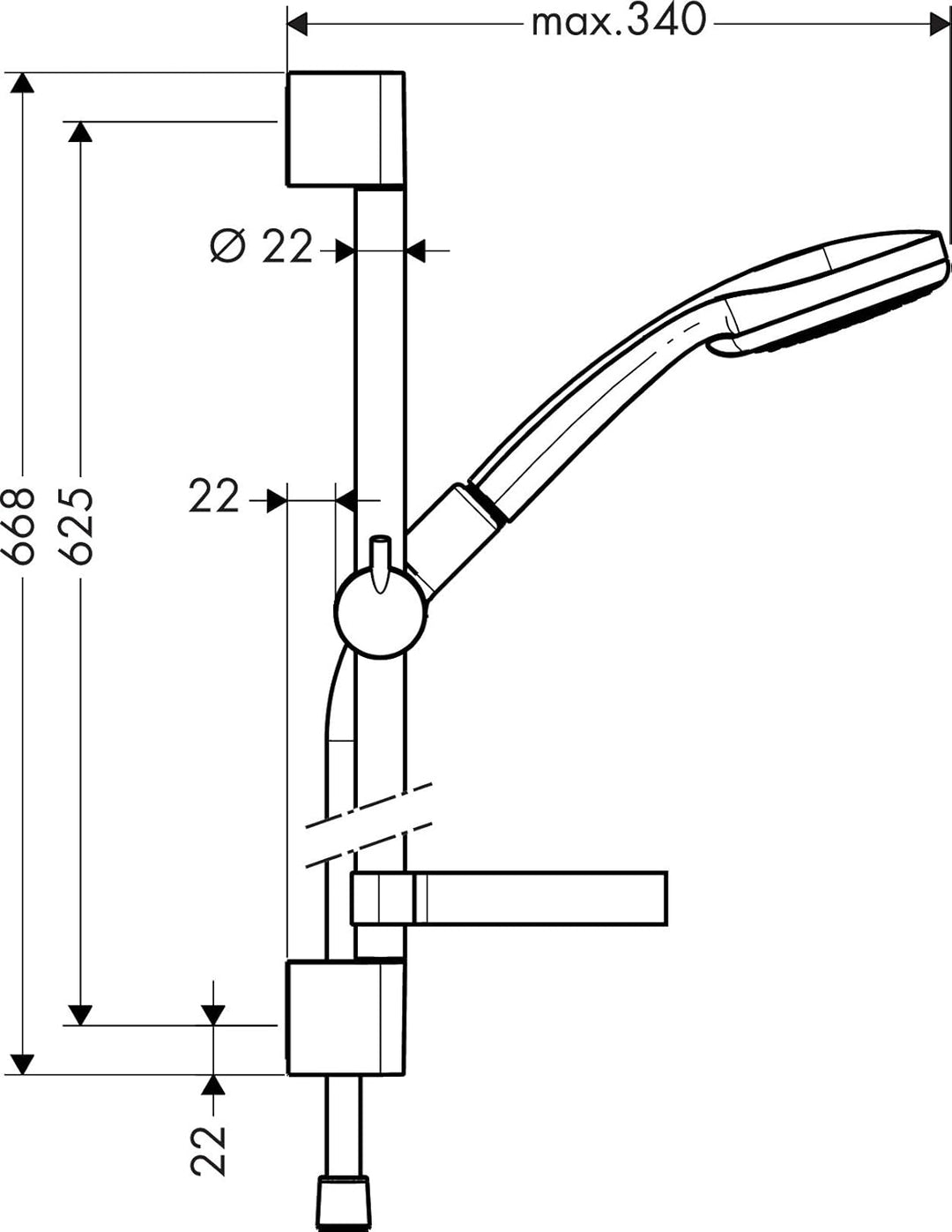 hansgrohe Croma 100 Duschset 0,65m, 4 Strahlarten, Chrom Chrom 0,65m Set 4 Strahlarten, Chrom 0,65m